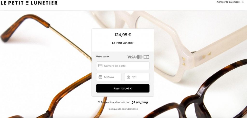 page de paiement