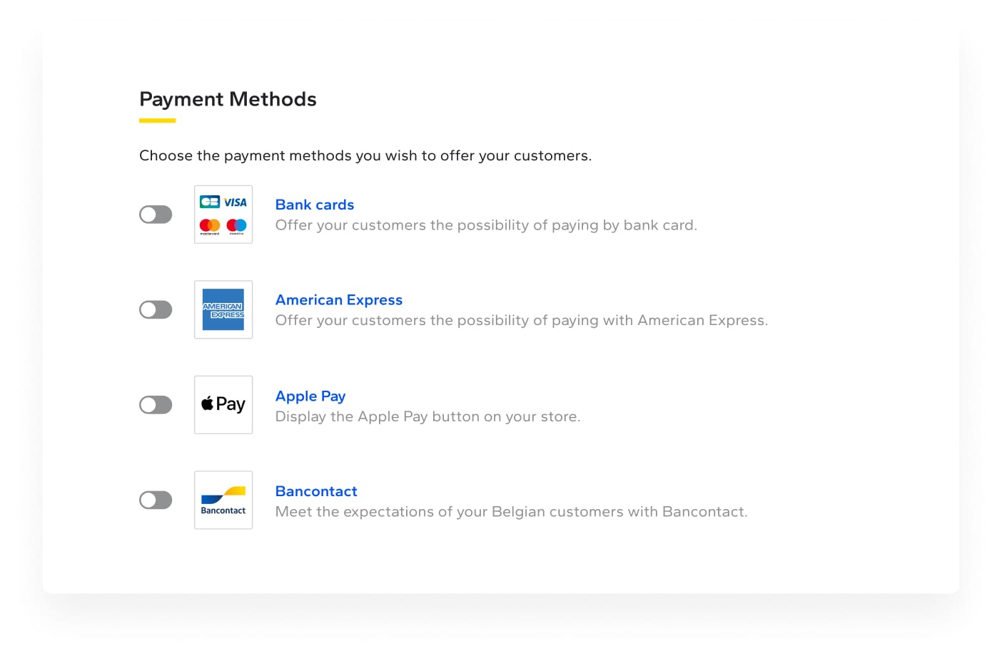 payment methods